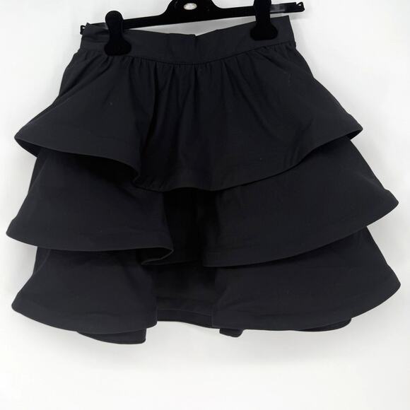 Buru Mini Skirt Teagan Tiered Ruffle Black Noir Sz Medium M Nwt Womens - Picture 1 of 5